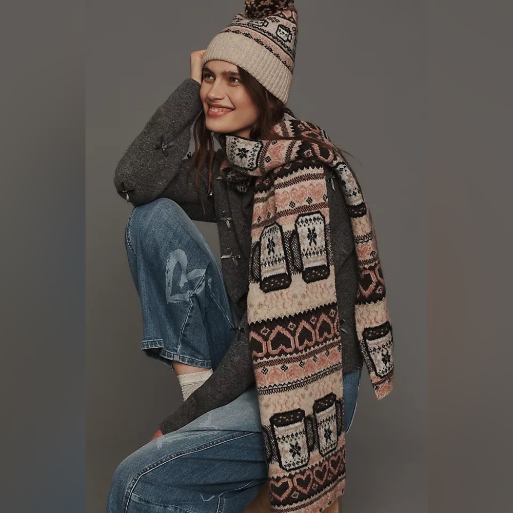 🆕 Anthropologie fairisle icon knit scarf